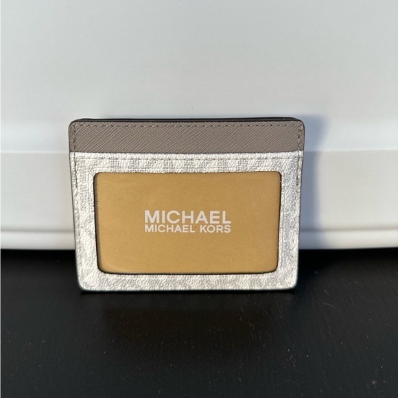 Michael Kors Bright white MK print card ID holder - Picture 2 of 5